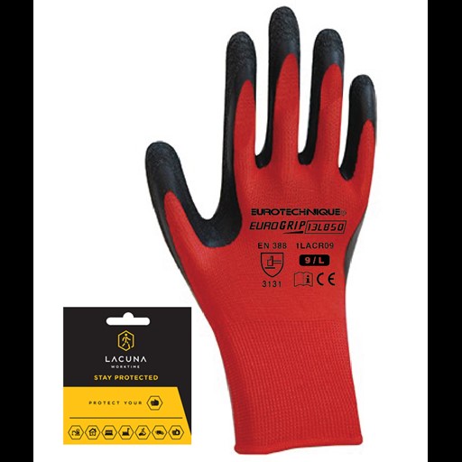 LA-Rukavica poliester crvena sa crnim premazom vel. 11