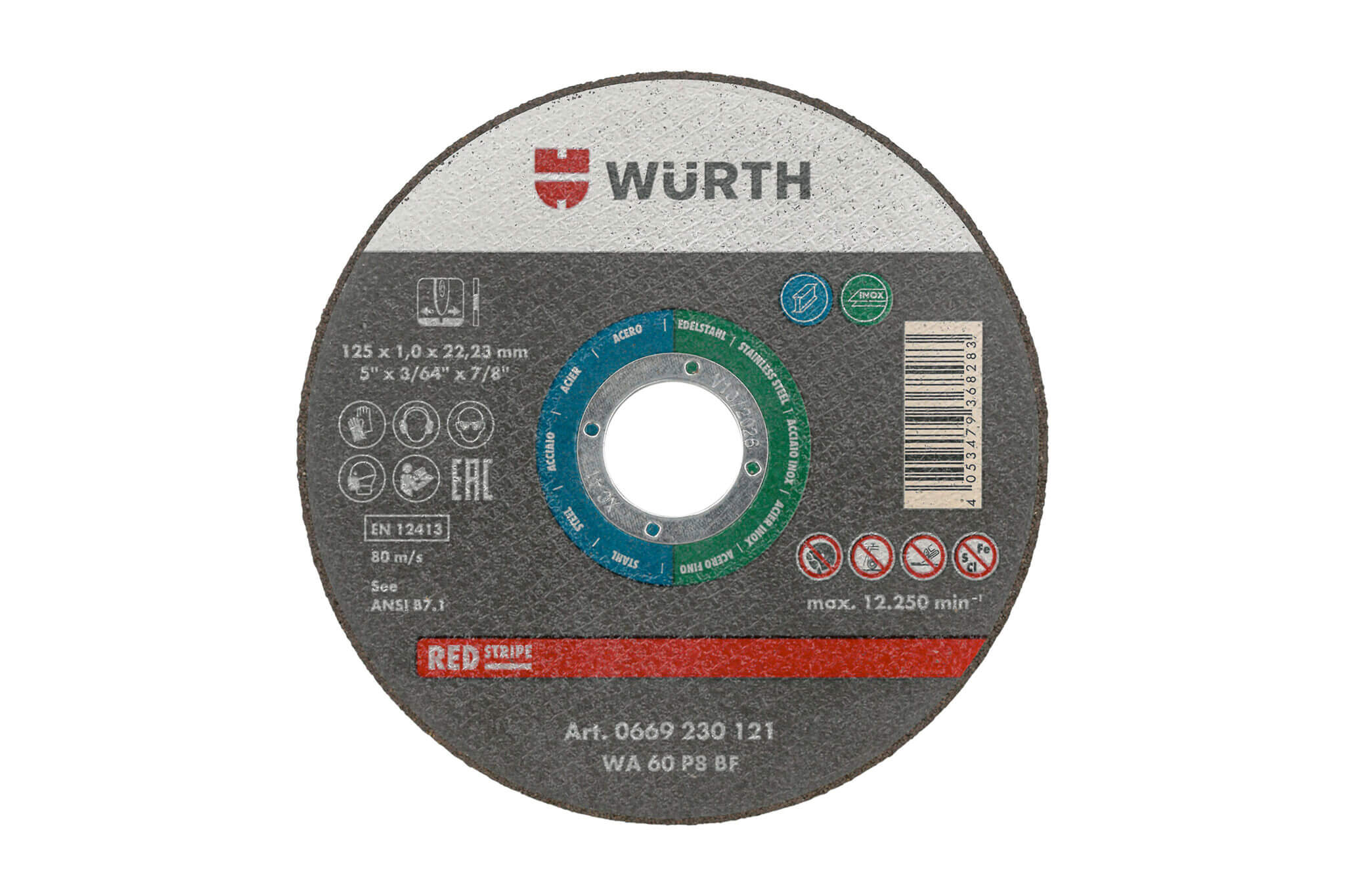 669 131250 WU - Rezna ploča - A2- rav- inox/čelik D125x1,0x22,23